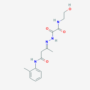 (3E)-3-(2-{[(2-hydroxyethyl)amino](oxo)acetyl}hydrazinylidene)-N-(2-methylphenyl)butanamide