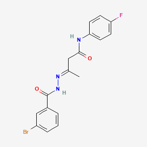 (3E)-3-{2-[(3-bromophenyl)carbonyl]hydrazinylidene}-N-(4-fluorophenyl)butanamide