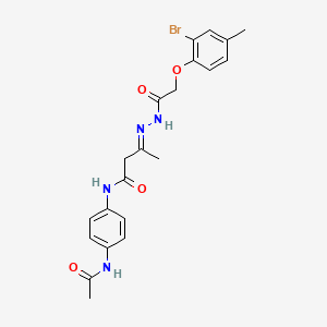 (3E)-N-[4-(acetylamino)phenyl]-3-{2-[(2-bromo-4-methylphenoxy)acetyl]hydrazinylidene}butanamide