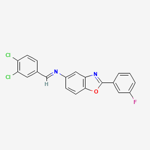 molecular formula C20H11Cl2FN2O B15015471 N-[(E)-(3,4-dichlorophenyl)methylidene]-2-(3-fluorophenyl)-1,3-benzoxazol-5-amine 