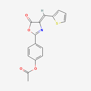 4-[(4Z)-5-oxo-4-(thiophen-2-ylmethylidene)-4,5-dihydro-1,3-oxazol-2-yl]phenyl acetate