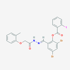 2,4-dibromo-6-[(E)-{2-[(2-methylphenoxy)acetyl]hydrazinylidene}methyl]phenyl 2-iodobenzoate