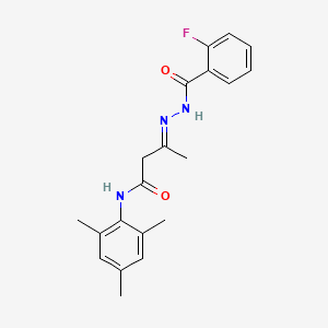 (3E)-3-{2-[(2-fluorophenyl)carbonyl]hydrazinylidene}-N-(2,4,6-trimethylphenyl)butanamide