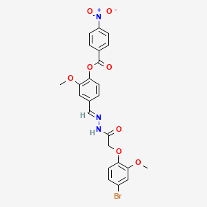 molecular formula C24H20BrN3O8 B15015598 4-[(E)-{2-[(4-bromo-2-methoxyphenoxy)acetyl]hydrazinylidene}methyl]-2-methoxyphenyl 4-nitrobenzoate 