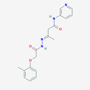 (3E)-3-{2-[(2-methylphenoxy)acetyl]hydrazinylidene}-N-(pyridin-3-yl)butanamide