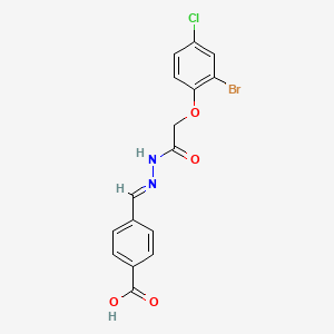 molecular formula C16H12BrClN2O4 B15015650 4-[(E)-{2-[(2-bromo-4-chlorophenoxy)acetyl]hydrazinylidene}methyl]benzoic acid 