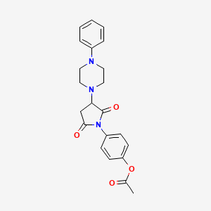 molecular formula C22H23N3O4 B15015679 4-[2,5-Dioxo-3-(4-phenylpiperazin-1-yl)pyrrolidin-1-yl]phenyl acetate 