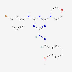 N-(3-bromophenyl)-4-[(2E)-2-(2-methoxybenzylidene)hydrazinyl]-6-(morpholin-4-yl)-1,3,5-triazin-2-amine