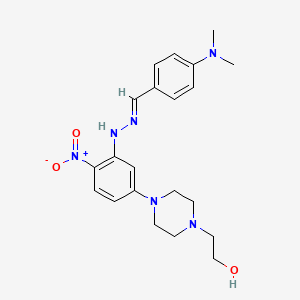 Benzaldehyde, 4-dimethylamino-, [3-[4-(2-hydroxyethyl)-1-piperazinyl]-6-nitrophenyl]hydrazone