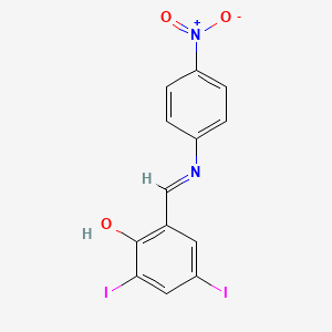 molecular formula C13H8I2N2O3 B15015740 2,4-Diiodo-6-[(E)-[(4-nitrophenyl)imino]methyl]phenol 