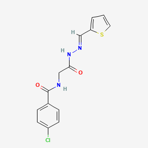 molecular formula C14H12ClN3O2S B15015766 4-Chloro-N-(2-oxo-2-(2-(2-thienylmethylene)hydrazino)ethyl)benzamide 