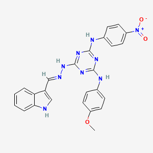 6-[(2E)-2-(1H-indol-3-ylmethylidene)hydrazinyl]-N-(4-methoxyphenyl)-N'-(4-nitrophenyl)-1,3,5-triazine-2,4-diamine