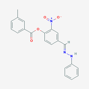 2-nitro-4-[(E)-(2-phenylhydrazinylidene)methyl]phenyl 3-methylbenzoate