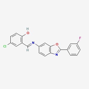 molecular formula C20H12ClFN2O2 B15015822 4-chloro-2-[(E)-{[2-(3-fluorophenyl)-1,3-benzoxazol-6-yl]imino}methyl]phenol 