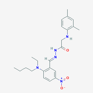 molecular formula C23H31N5O3 B15015826 N'-[(E)-{2-[Butyl(ethyl)amino]-5-nitrophenyl}methylidene]-2-[(2,4-dimethylphenyl)amino]acetohydrazide 