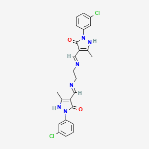 (4E)-1-(3-Chlorophenyl)-4-({[2-({[(4Z)-1-(3-chlorophenyl)-3-methyl-5-oxo-4,5-dihydro-1H-pyrazol-4-ylidene]methyl}amino)ethyl]amino}methylidene)-3-methyl-4,5-dihydro-1H-pyrazol-5-one