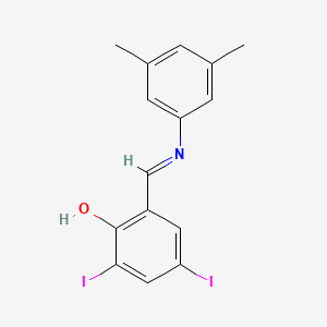 2-[(E)-[(3,5-Dimethylphenyl)imino]methyl]-4,6-diiodophenol