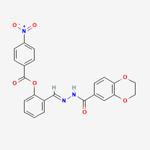 2-{(E)-[2-(2,3-dihydro-1,4-benzodioxin-6-ylcarbonyl)hydrazinylidene]methyl}phenyl 4-nitrobenzoate