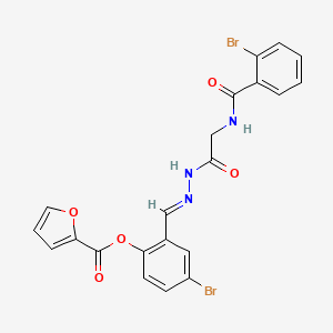 4-Bromo-2-[(E)-({2-[(2-bromophenyl)formamido]acetamido}imino)methyl]phenyl furan-2-carboxylate