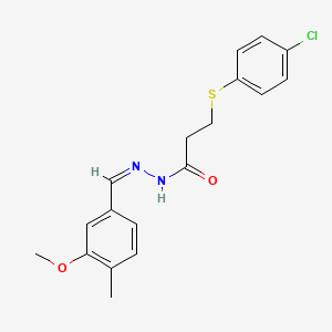 molecular formula C18H19ClN2O2S B15015953 3-[(4-chlorophenyl)sulfanyl]-N'-[(Z)-(3-methoxy-4-methylphenyl)methylidene]propanehydrazide 