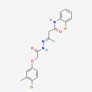 (3E)-3-{2-[(4-bromo-3-methylphenoxy)acetyl]hydrazinylidene}-N-(2-bromophenyl)butanamide