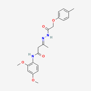 molecular formula C21H25N3O5 B15016040 (3E)-N-(2,4-dimethoxyphenyl)-3-{2-[(4-methylphenoxy)acetyl]hydrazinylidene}butanamide 