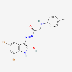 molecular formula C17H14Br2N4O2 B15016056 N'-[(3E)-5,7-dibromo-2-oxo-1,2-dihydro-3H-indol-3-ylidene]-2-[(4-methylphenyl)amino]acetohydrazide (non-preferred name) 