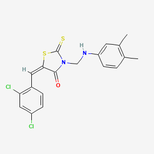 (5E)-5-(2,4-dichlorobenzylidene)-3-{[(3,4-dimethylphenyl)amino]methyl}-2-thioxo-1,3-thiazolidin-4-one