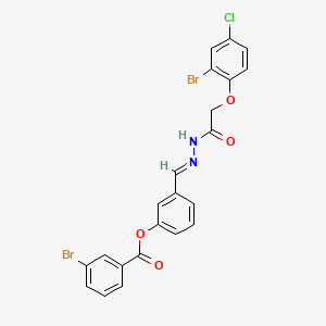 molecular formula C22H15Br2ClN2O4 B15016100 3-[(E)-{2-[(2-bromo-4-chlorophenoxy)acetyl]hydrazinylidene}methyl]phenyl 3-bromobenzoate 