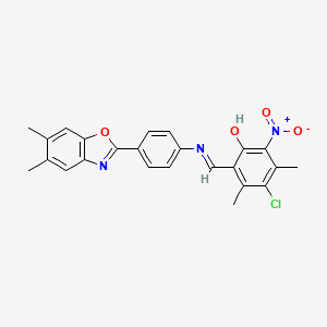 4-chloro-2-[(E)-{[4-(5,6-dimethyl-1,3-benzoxazol-2-yl)phenyl]imino}methyl]-3,5-dimethyl-6-nitrophenol