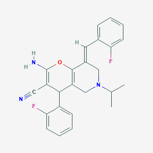 molecular formula C25H23F2N3O B15016181 (8E)-2-amino-8-(2-fluorobenzylidene)-4-(2-fluorophenyl)-6-(propan-2-yl)-5,6,7,8-tetrahydro-4H-pyrano[3,2-c]pyridine-3-carbonitrile 