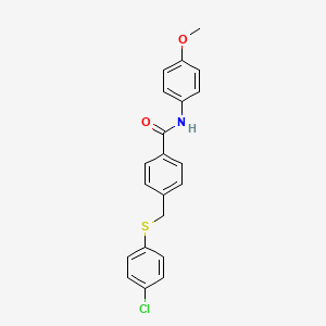 molecular formula C21H18ClNO2S B15016198 4-{[(4-chlorophenyl)sulfanyl]methyl}-N-(4-methoxyphenyl)benzamide 