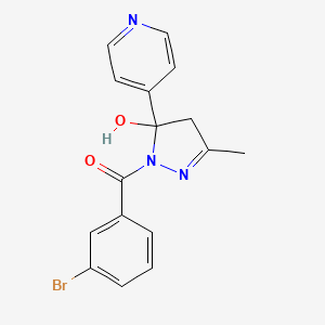 (3-bromophenyl)[5-hydroxy-3-methyl-5-(4-pyridyl)-4,5-dihydro-1H-pyrazol-1-yl]methanone