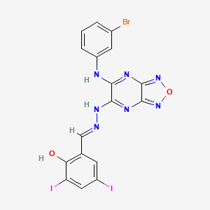 2-[(E)-(2-{6-[(3-bromophenyl)amino][1,2,5]oxadiazolo[3,4-b]pyrazin-5-yl}hydrazinylidene)methyl]-4,6-diiodophenol