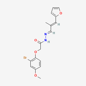 molecular formula C17H17BrN2O4 B15016218 2-(2-bromo-4-methoxyphenoxy)-N'-[(1E,2E)-3-(furan-2-yl)-2-methylprop-2-en-1-ylidene]acetohydrazide 