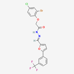 2-(2-bromo-4-chlorophenoxy)-N'-[(E)-{5-[3-(trifluoromethyl)phenyl]furan-2-yl}methylidene]acetohydrazide