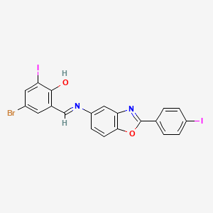 molecular formula C20H11BrI2N2O2 B15016296 4-bromo-2-iodo-6-[(E)-{[2-(4-iodophenyl)-1,3-benzoxazol-5-yl]imino}methyl]phenol 