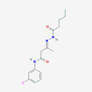 (3E)-N-(3-iodophenyl)-3-(2-pentanoylhydrazinylidene)butanamide