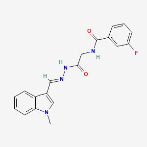 3-fluoro-N-(2-{(2E)-2-[(1-methyl-1H-indol-3-yl)methylidene]hydrazinyl}-2-oxoethyl)benzamide (non-preferred name)