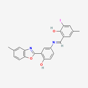 2-[(E)-{[4-hydroxy-3-(5-methyl-1,3-benzoxazol-2-yl)phenyl]imino}methyl]-6-iodo-4-methylphenol