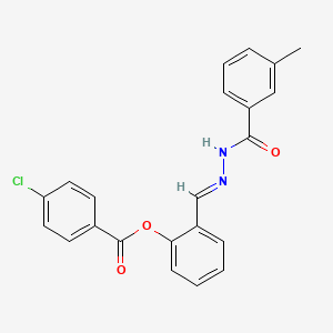 2-[(E)-{2-[(3-methylphenyl)carbonyl]hydrazinylidene}methyl]phenyl 4-chlorobenzoate