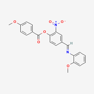 molecular formula C22H18N2O6 B15016529 4-[(E)-[(2-Methoxyphenyl)imino]methyl]-2-nitrophenyl 4-methoxybenzoate 