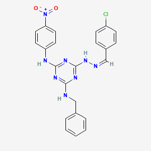 N-benzyl-6-[(2Z)-2-(4-chlorobenzylidene)hydrazinyl]-N'-(4-nitrophenyl)-1,3,5-triazine-2,4-diamine