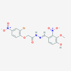 2-(2-bromo-4-nitrophenoxy)-N'-[(E)-(4-hydroxy-3-methoxy-2-nitrophenyl)methylidene]acetohydrazide