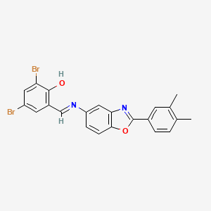 molecular formula C22H16Br2N2O2 B15016628 2,4-dibromo-6-[(E)-{[2-(3,4-dimethylphenyl)-1,3-benzoxazol-5-yl]imino}methyl]phenol 