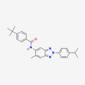 molecular formula C27H30N4O B15016633 4-tert-butyl-N-{6-methyl-2-[4-(propan-2-yl)phenyl]-2H-benzotriazol-5-yl}benzamide 