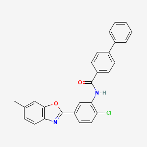 molecular formula C27H19ClN2O2 B15016834 N-[2-chloro-5-(6-methyl-1,3-benzoxazol-2-yl)phenyl]biphenyl-4-carboxamide 