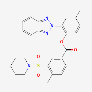 2-(2H-benzotriazol-2-yl)-4-methylphenyl 4-methyl-3-(piperidin-1-ylsulfonyl)benzoate