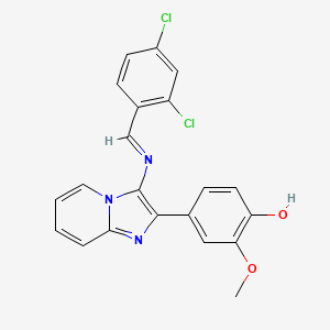 4-(3-{[(E)-(2,4-dichlorophenyl)methylidene]amino}imidazo[1,2-a]pyridin-2-yl)-2-methoxyphenol