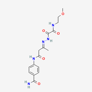 4-{[(3E)-3-(2-{[(2-methoxyethyl)amino](oxo)acetyl}hydrazinylidene)butanoyl]amino}benzamide